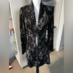 Eva Varro Black & Ivory Textured Knit Jacket | Made in USA | Size S